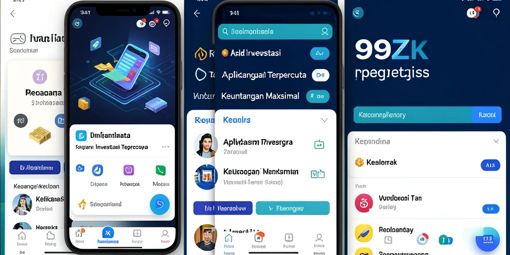 Tampilan utama aplikasi 99ZK dengan fitur Investasi yang lengkap.