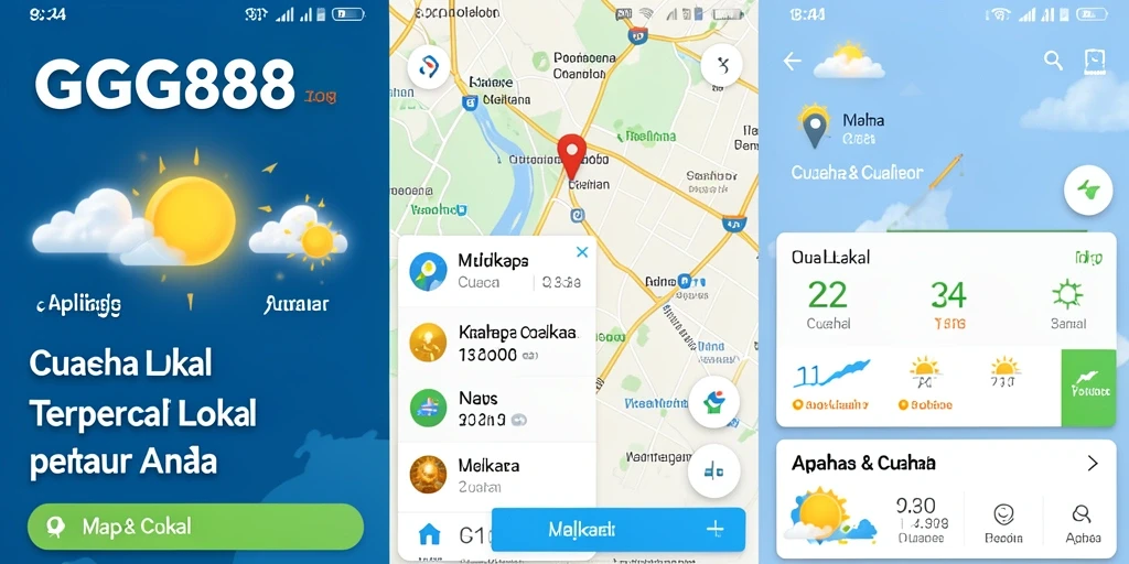 Screenshot GGG888 menunjukkan antarmuka aplikasi Cuaca Lokal yang informatif.