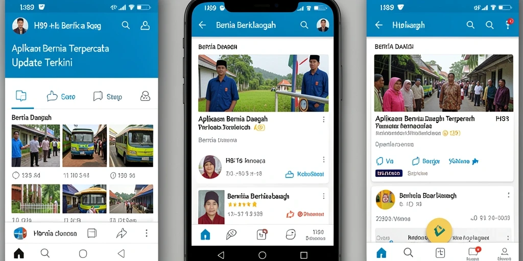 Antarmuka H89 menampilkan berita daerah terkini dengan desain yang menarik.