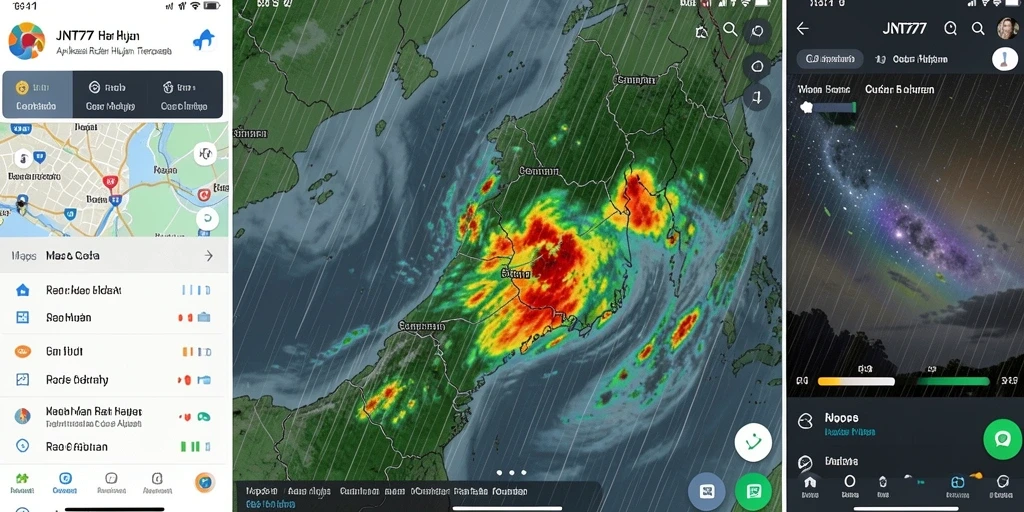 Antarmuka JNT777 menampilkan radar hujan dengan jelas dan informatif.